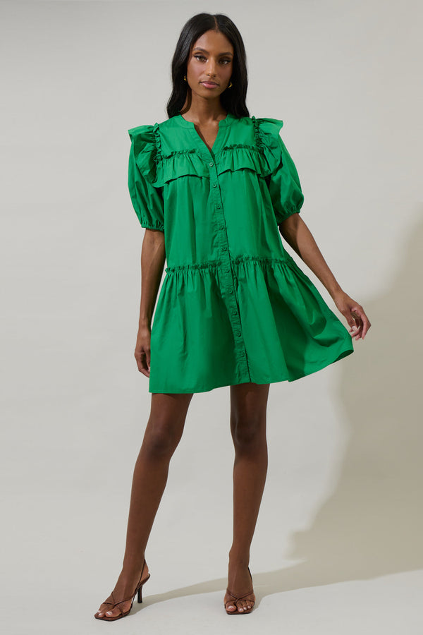 Sugarlips Payson Poplin Ruffle Mini Dress