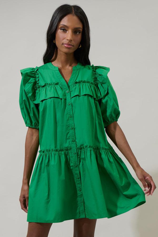sugarlips Payson Poplin Ruffle Mini Dress