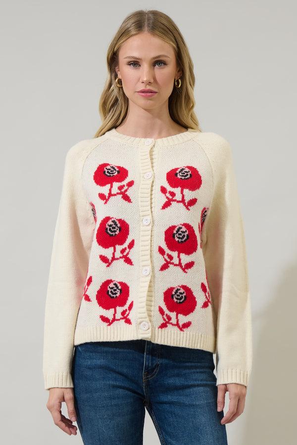 Sugarlips Peralta Floral Cropped Cardigan