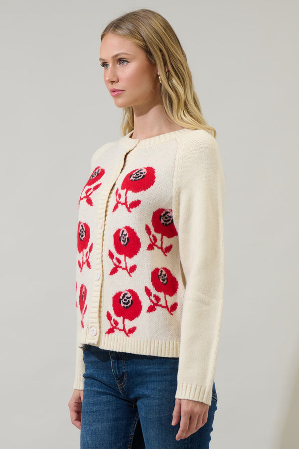 Sugarlips Peralta Floral Cropped Cardigan