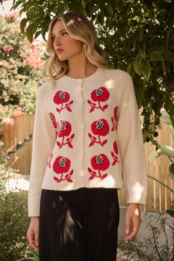 sugarlips Peralta Floral Cropped Cardigan