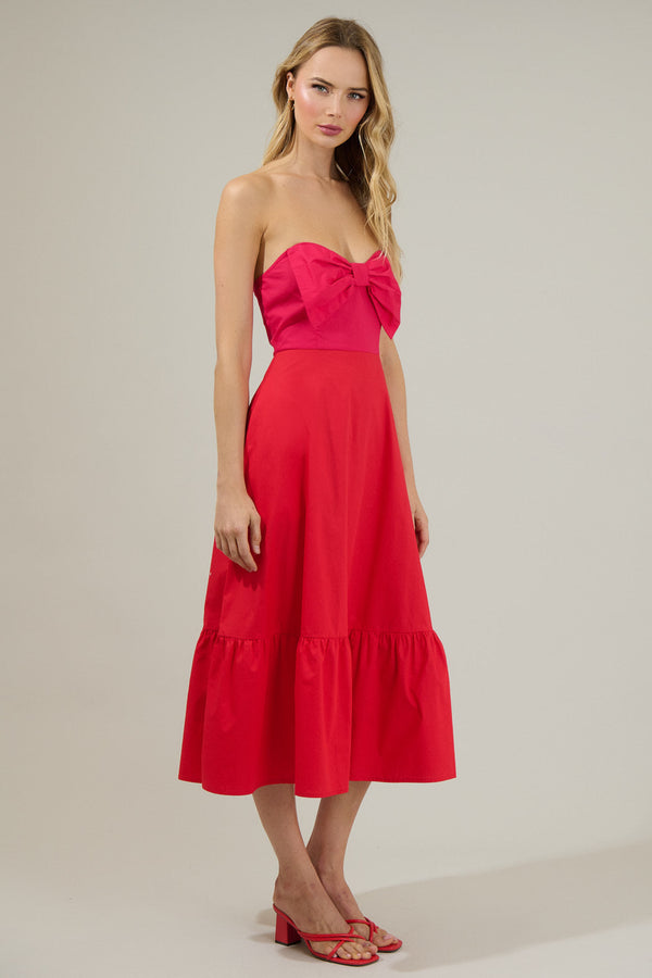 Sugarlips Perline Color Block Bow Midi Dress
