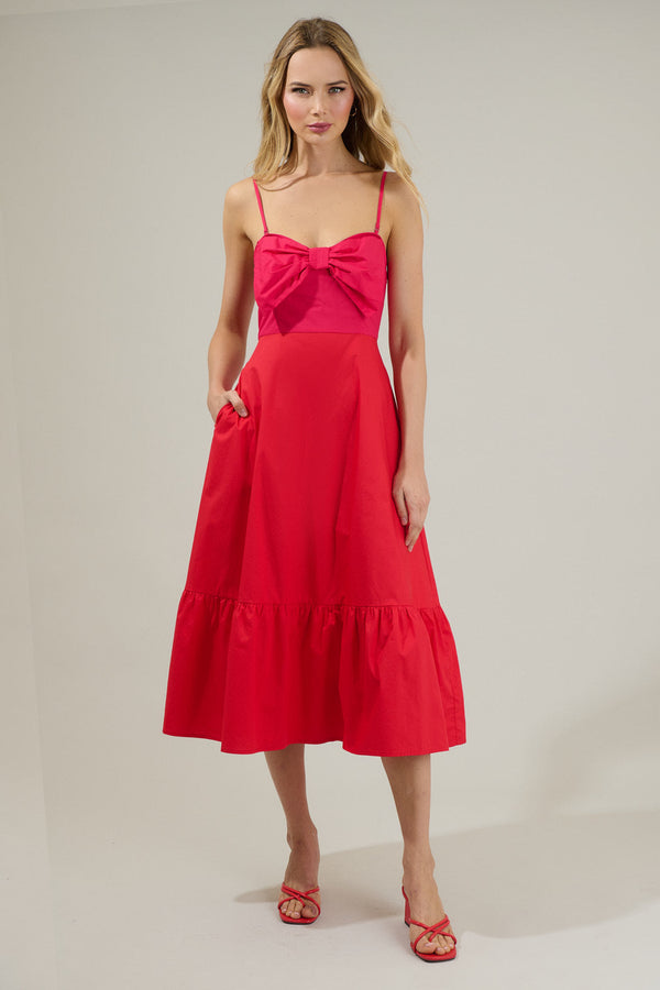 sugarlips Perline Color Block Bow Midi Dress