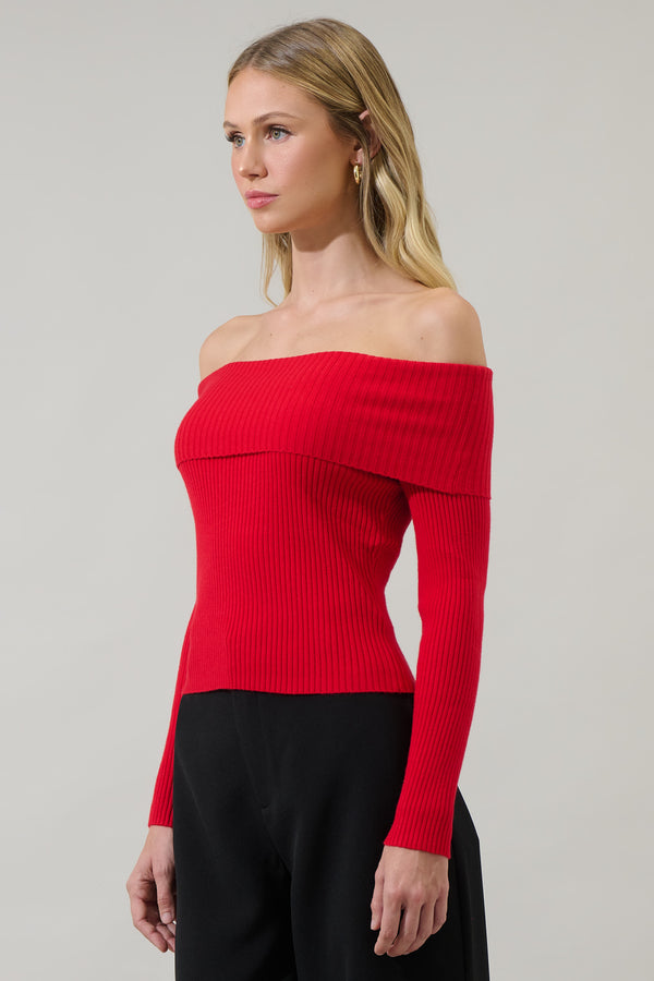 Sugarlips Perrey Off The Shoulder Sweater