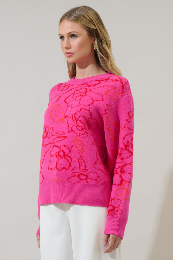 Sugarlips Perry Floral Dropped Shoulder Sweater