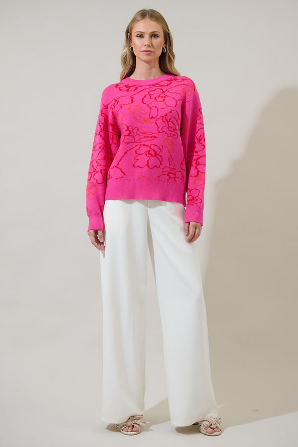 Sugarlips Perry Floral Dropped Shoulder Sweater