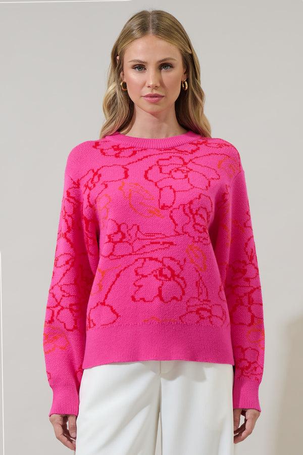 sugarlips Perry Floral Dropped Shoulder Sweater