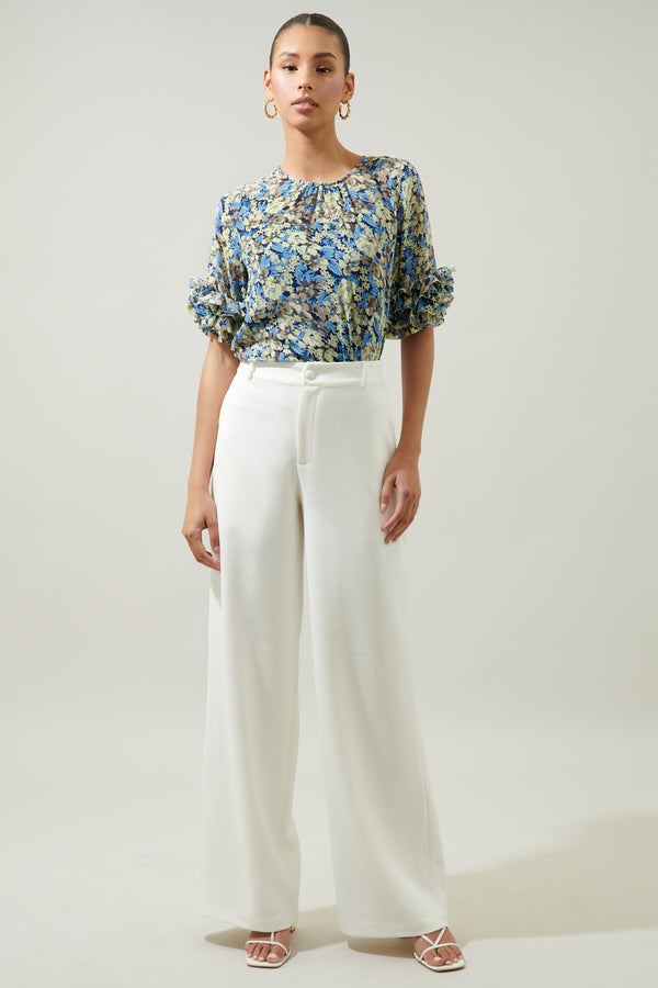 Sugarlips Petal Floral Ruffle Sleeve Blouse