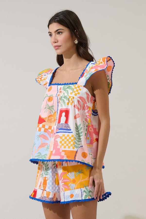 Sugarlips Petrolia Town Ada Ruffle Top