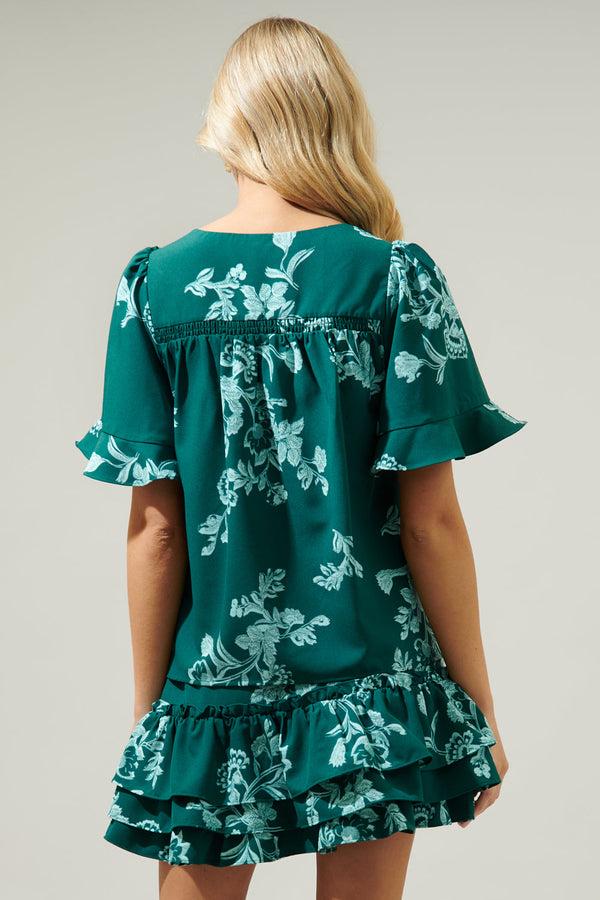 Sugarlips Piney Jacobean Lazzlo Bell Sleeve Blouse