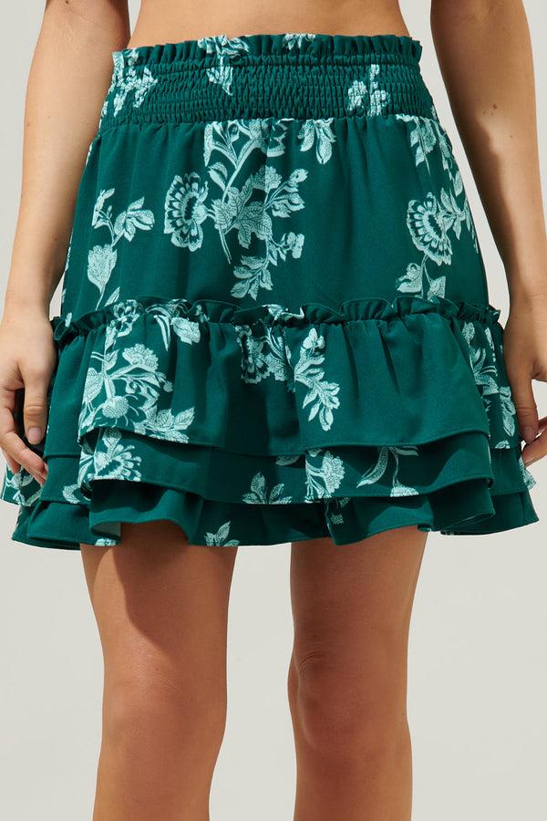 Sugarlips Piney Jacobean Nomad Ruffle Mini Skirt