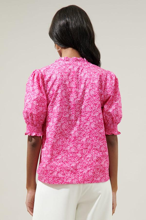 Sugarlips Pink Palisades Reign Split Neck Top