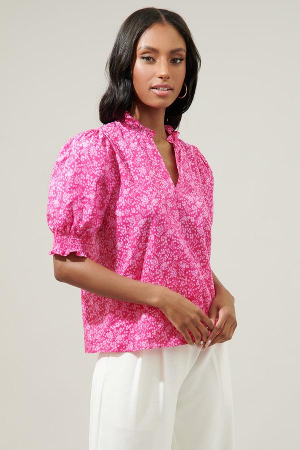 Sugarlips Pink Palisades Reign Split Neck Top