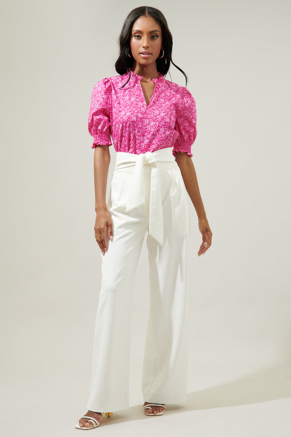 Sugarlips Pink Palisades Reign Split Neck Top