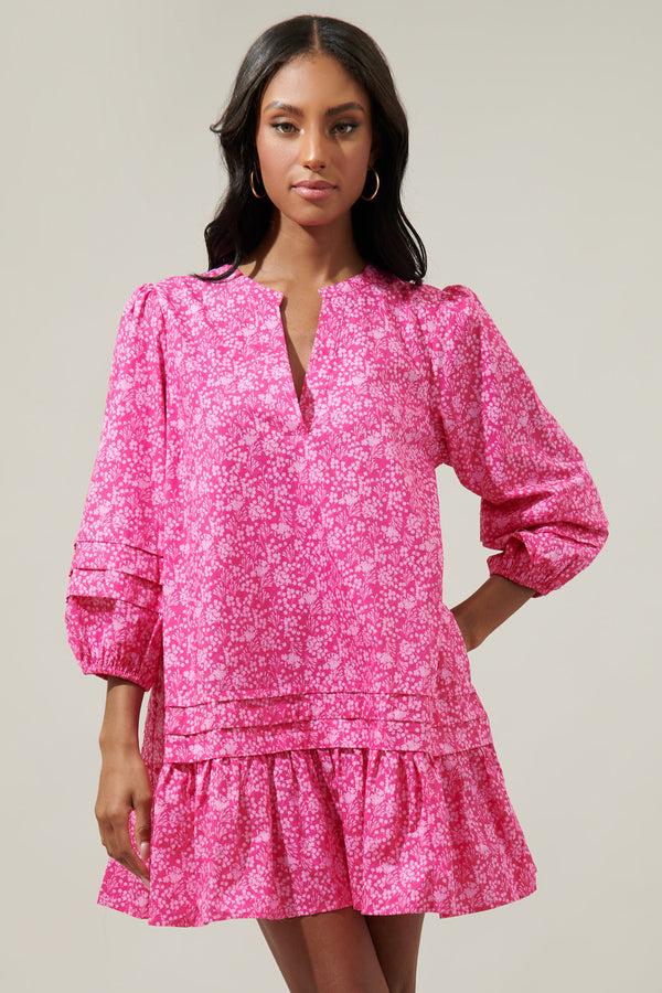 Sugarlips Pink Palisades Velma Ruffle Shift Dress
