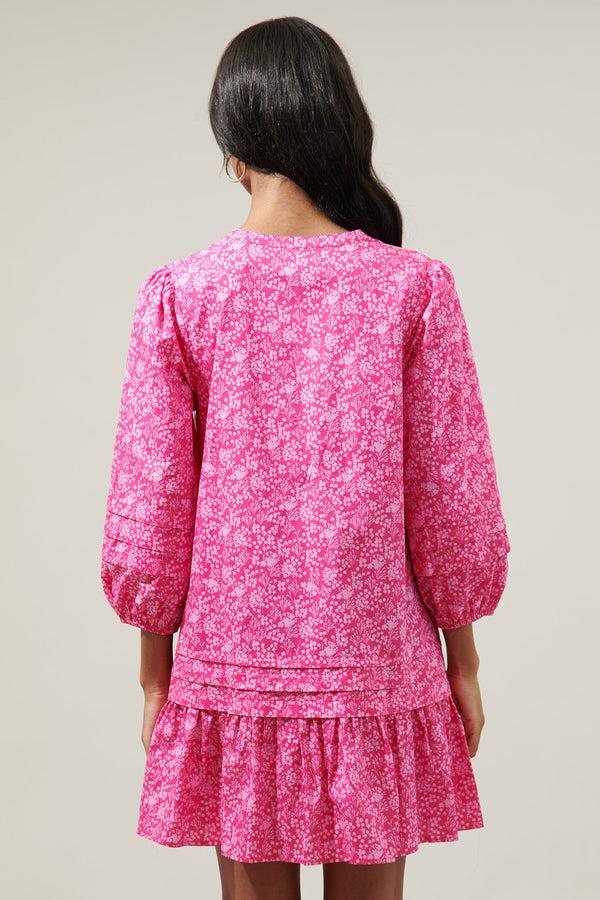 Sugarlips Pink Palisades Velma Ruffle Shift Dress