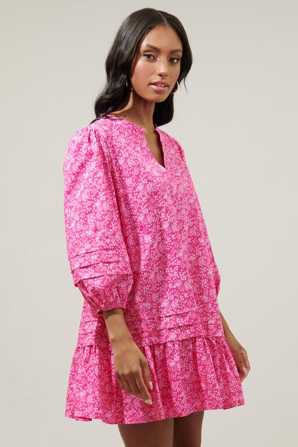 Sugarlips Pink Palisades Velma Ruffle Shift Dress