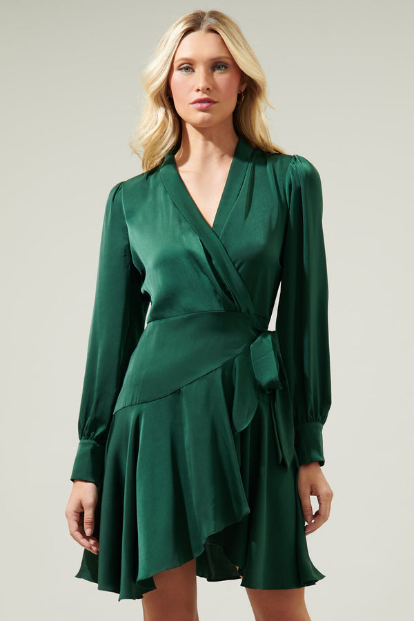 sugarlips Pirouette Satin Wrap Dress