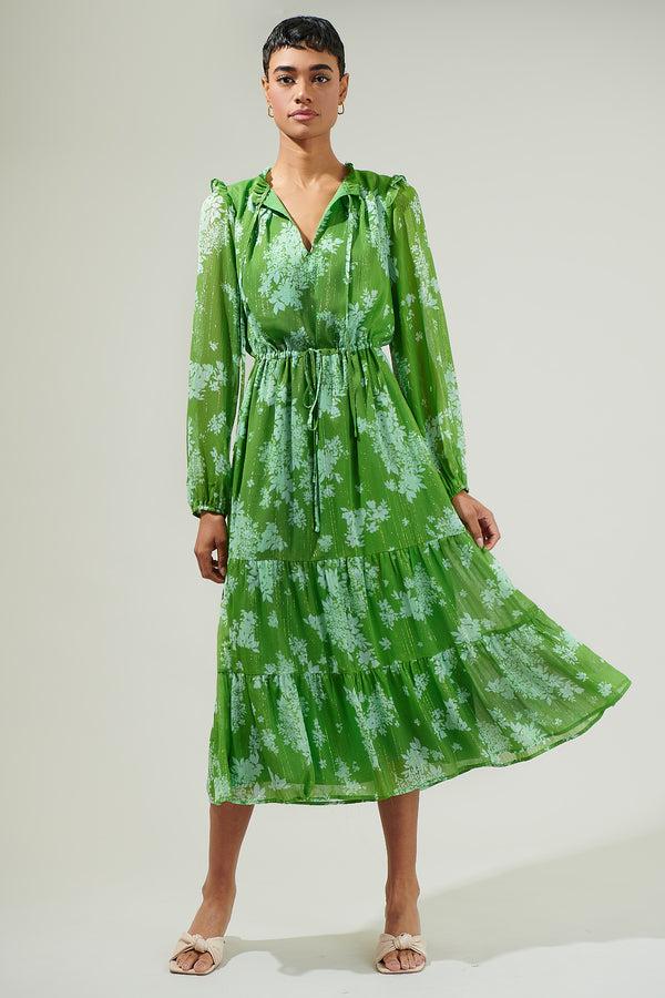 Sugarlips Polare Floral Kristen Tiered Midi Dress