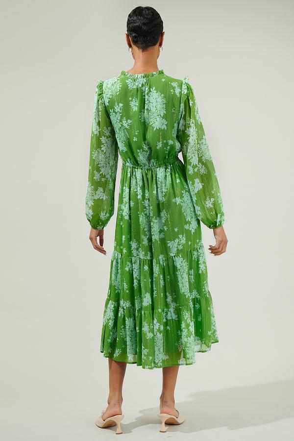 Sugarlips Polare Floral Kristen Tiered Midi Dress