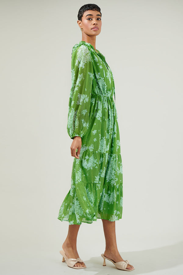 Sugarlips Polare Floral Kristen Tiered Midi Dress