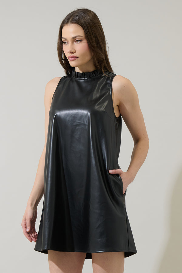 Sugarlips Polley Leather Benson Trapeze Mini Dress