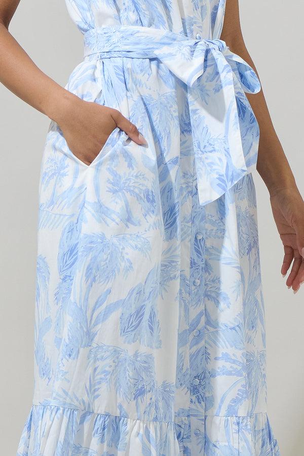 Sugarlips Poly Leaf Cileah Collared Maxi Dress