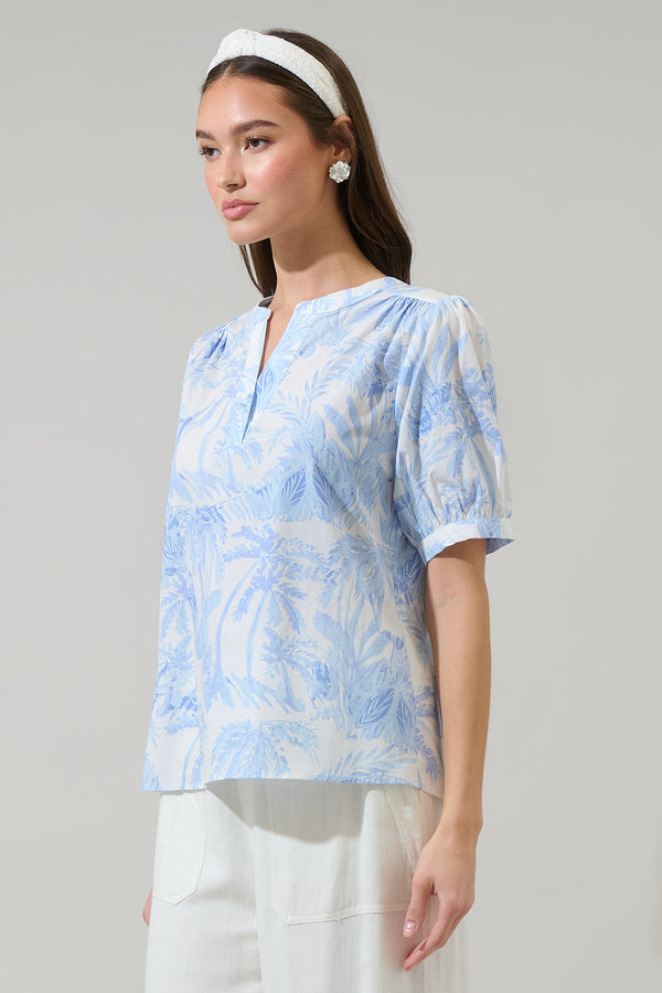 Sugarlips Poly Leaf Neli Split Neck Top