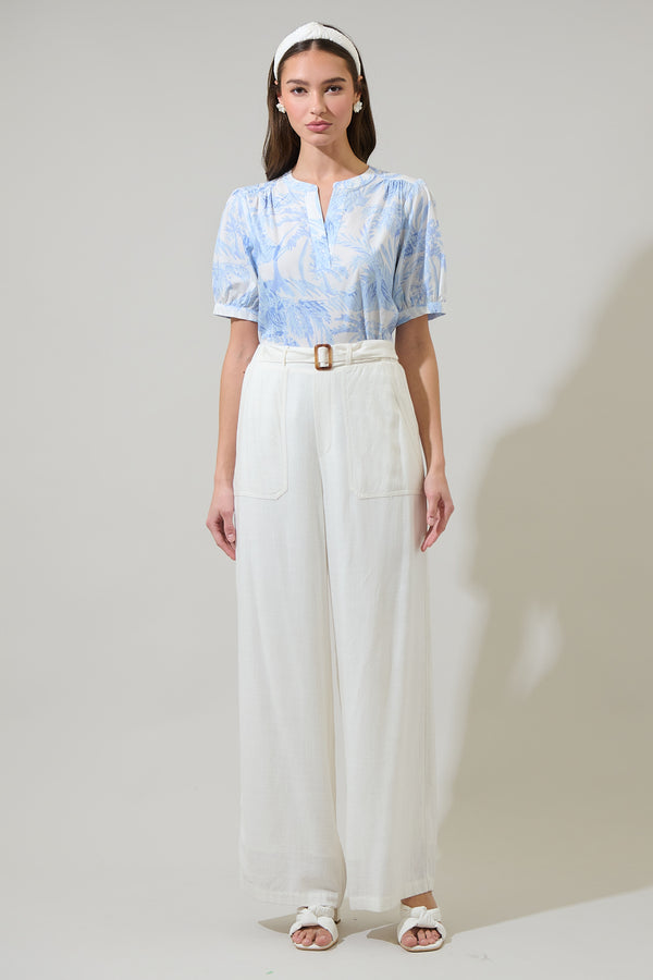 Sugarlips Poly Leaf Neli Split Neck Top