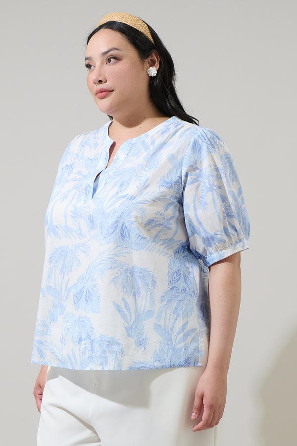 Sugarlips Poly Leaf Neli Split Neck Top Curve