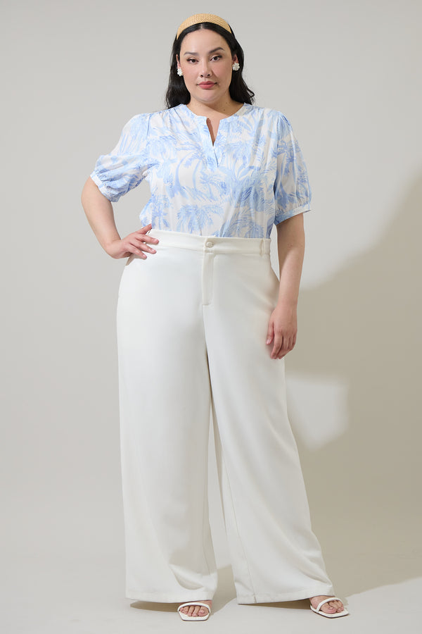 Sugarlips Poly Leaf Neli Split Neck Top Curve