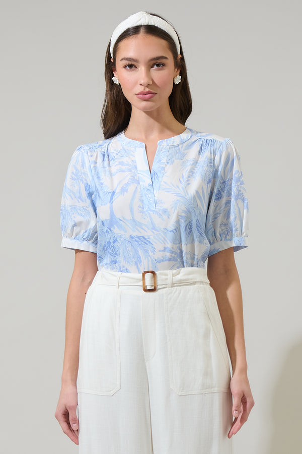 sugarlips Poly Leaf Neli Split Neck Top