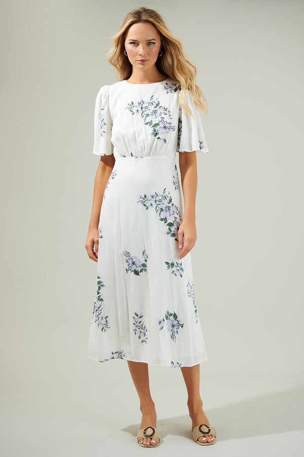 Sugarlips Porto Floral Smocked Midi Dress