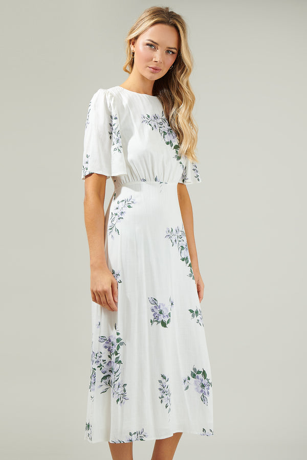 Sugarlips Porto Floral Smocked Midi Dress