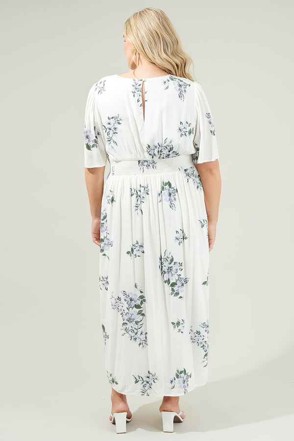 Sugarlips Porto Floral Smocked Midi Dress Curve