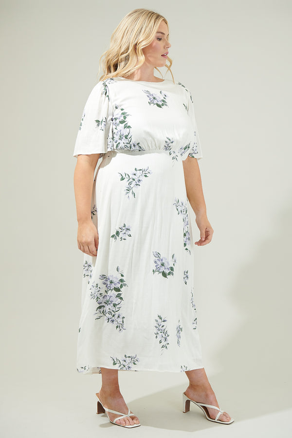 Sugarlips Porto Floral Smocked Midi Dress Curve