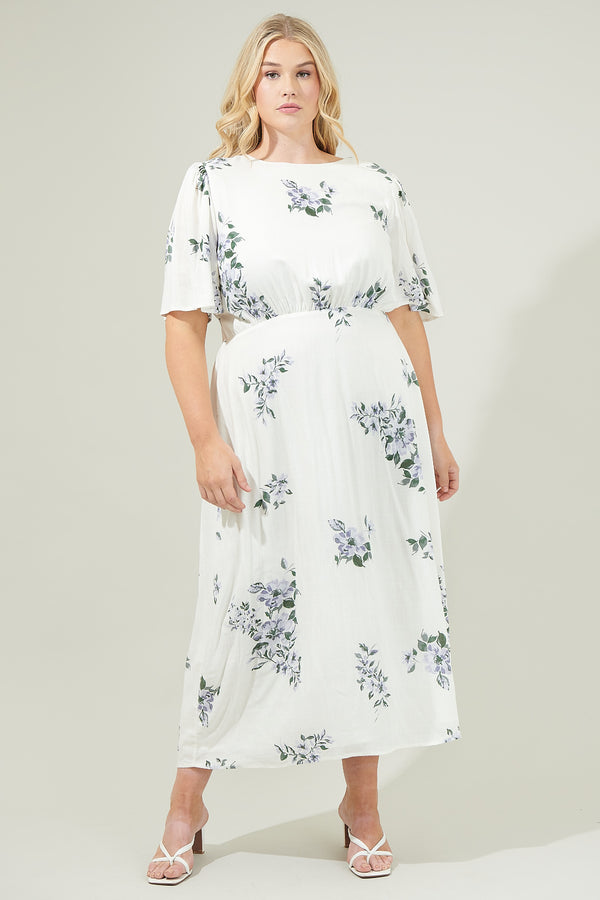 sugarlips Porto Floral Smocked Midi Dress Curve