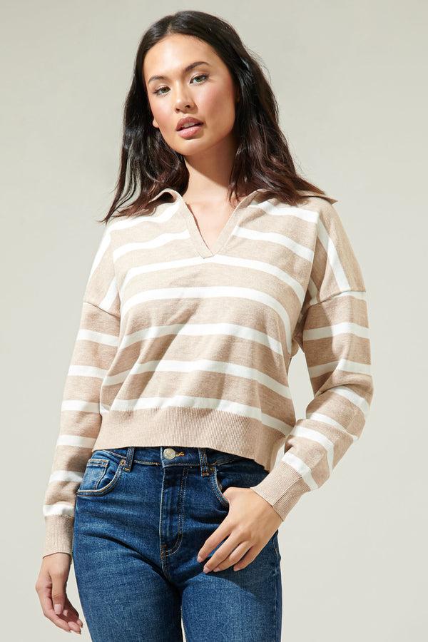 sugarlips Possie Dill Striped Collar Sweater