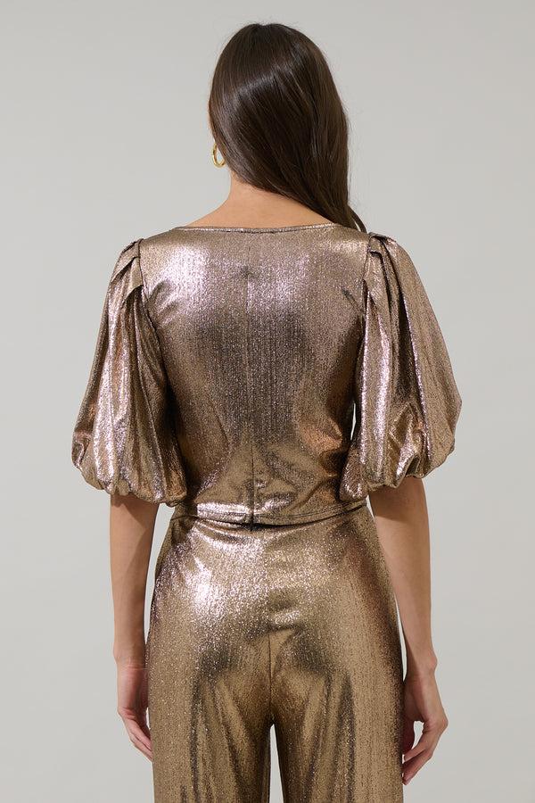 Sugarlips Primadonna Metallic Puff Sleeve Top