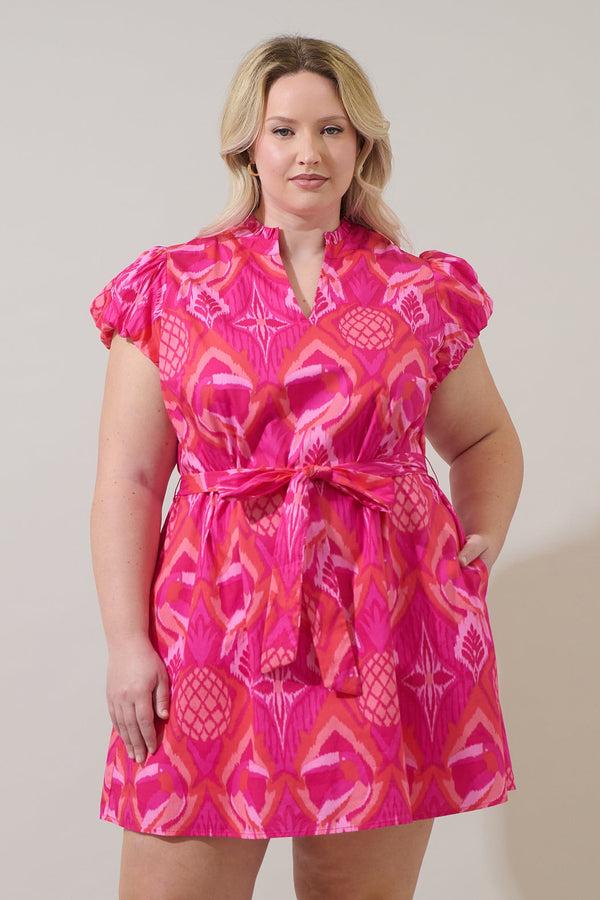 sugarlips Prissa Ikat Orela Shift Mini Dress Curve