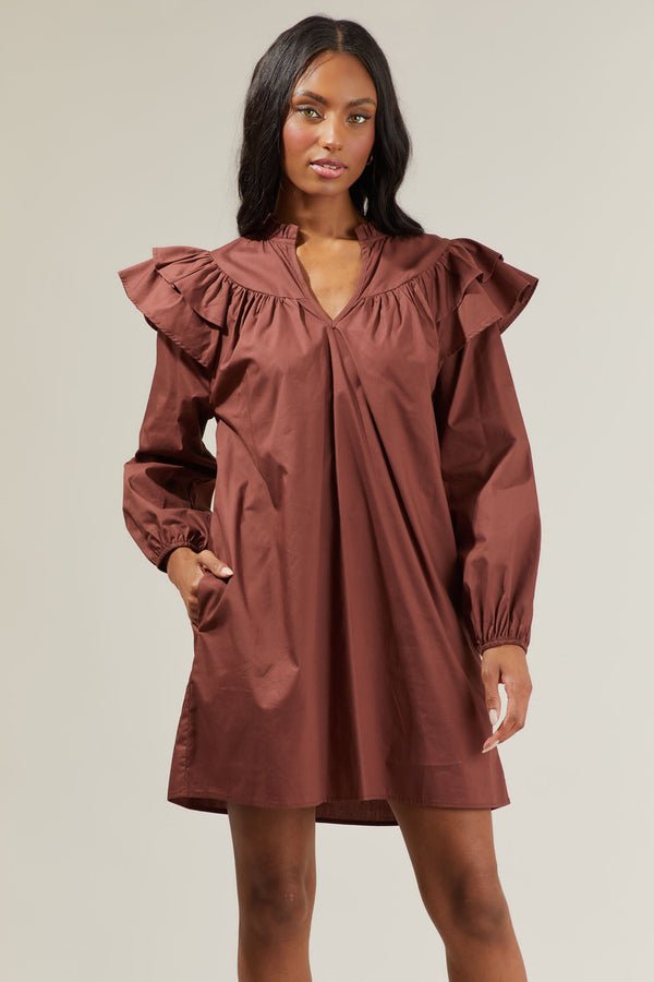sugarlips Prissy Poplin Ruffle Mini Dress