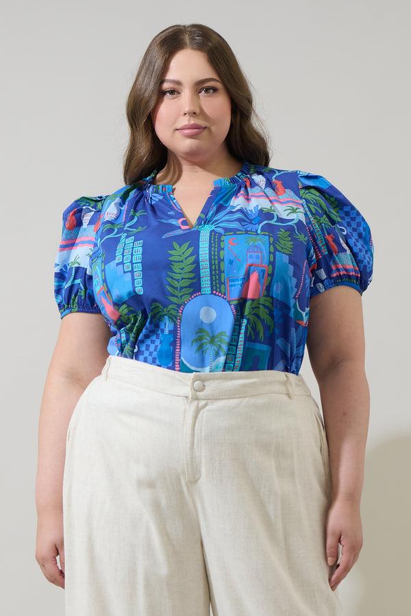 sugarlips Punta Alta Berisa Split Neck Top Curve