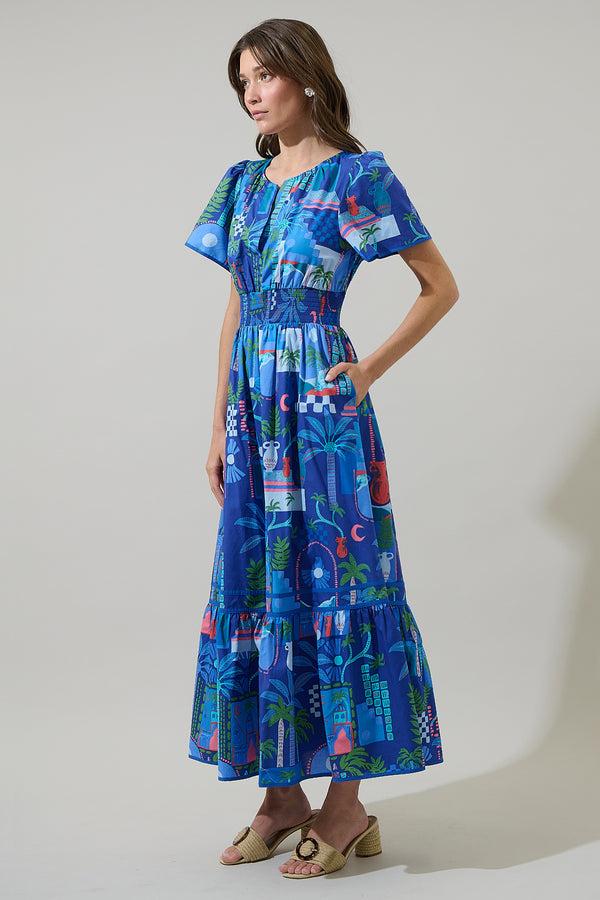 Sugarlips Punta Alta Ordy Smocked Midi Dress