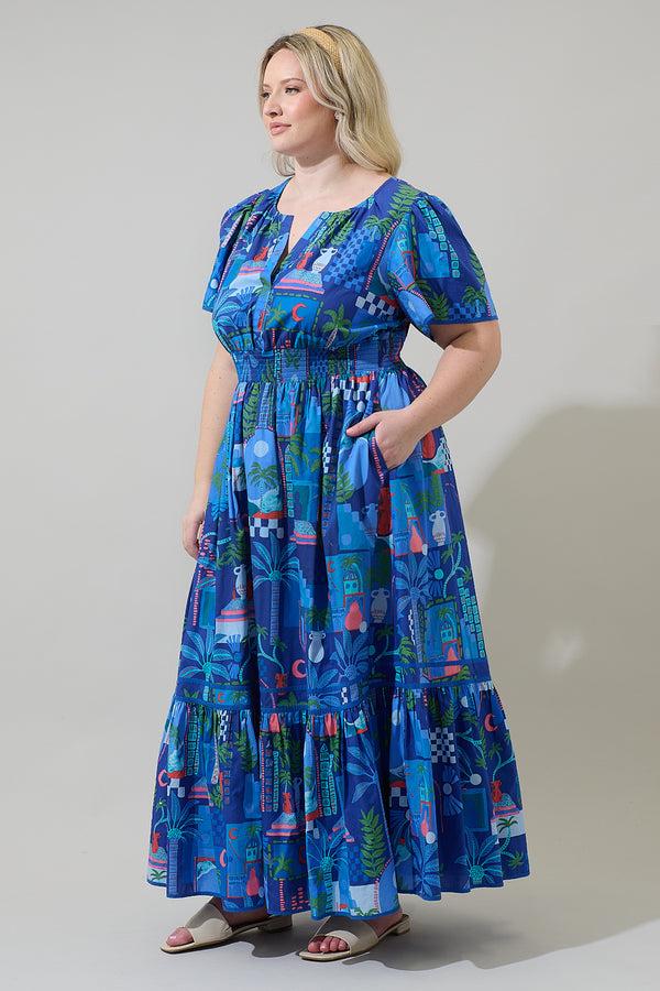 Sugarlips Punta Alta Ordy Smocked Midi Dress Curve