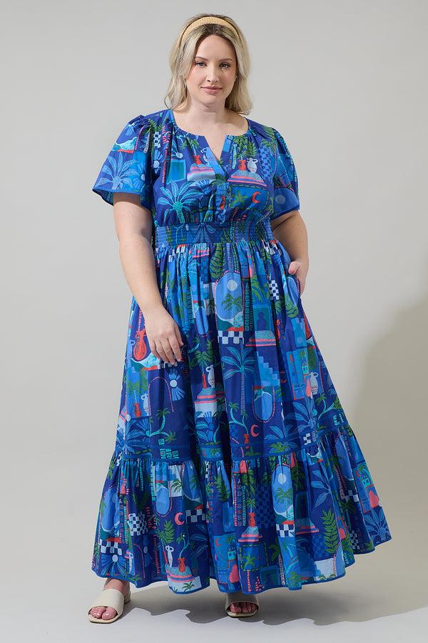 sugarlips Punta Alta Ordy Smocked Midi Dress Curve