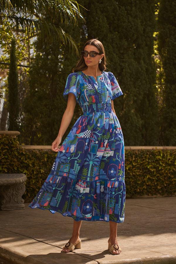 sugarlips Punta Alta Ordy Smocked Midi Dress