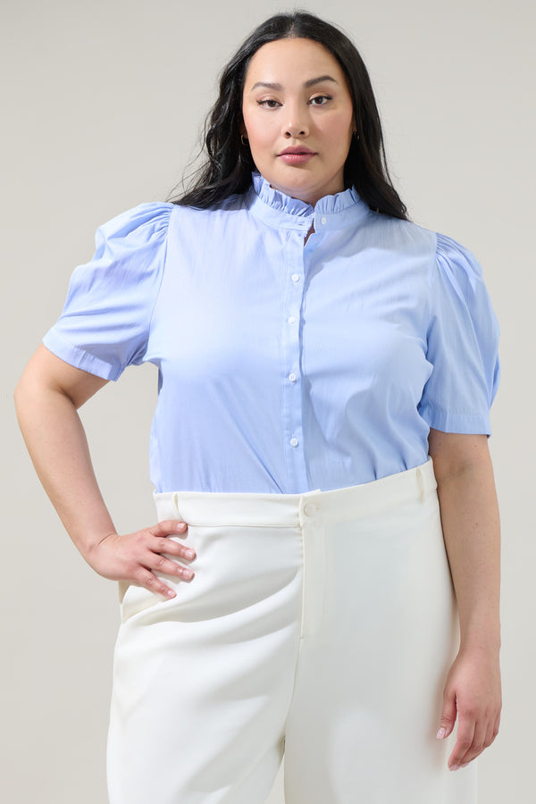 sugarlips Quest Striped Button Down Top Curve