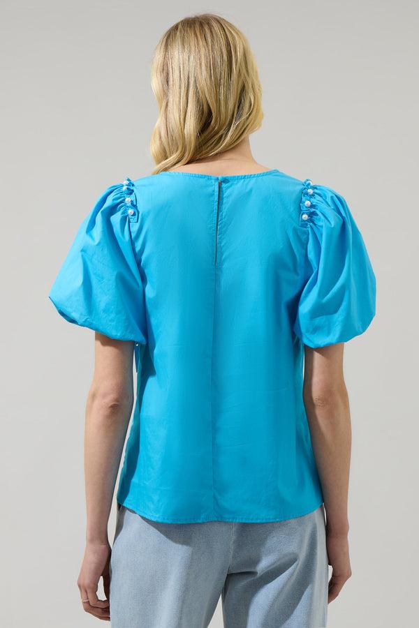 Sugarlips Rae Poplin Ruffle Short Sleeve Top