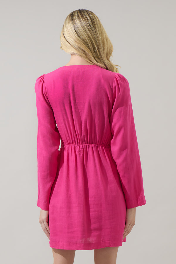 Sugarlips Raelynn Linen Wrap Mini Dress