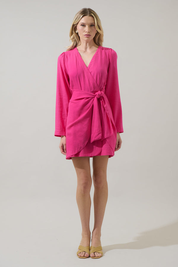 Sugarlips Raelynn Linen Wrap Mini Dress
